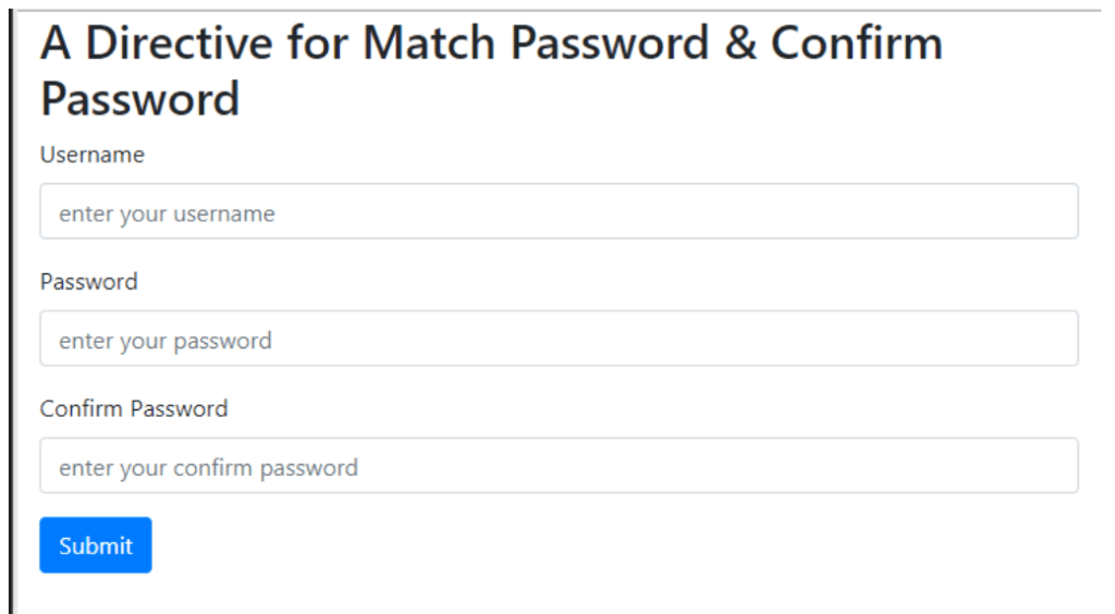 Create a Custom directive to match password and confirm password